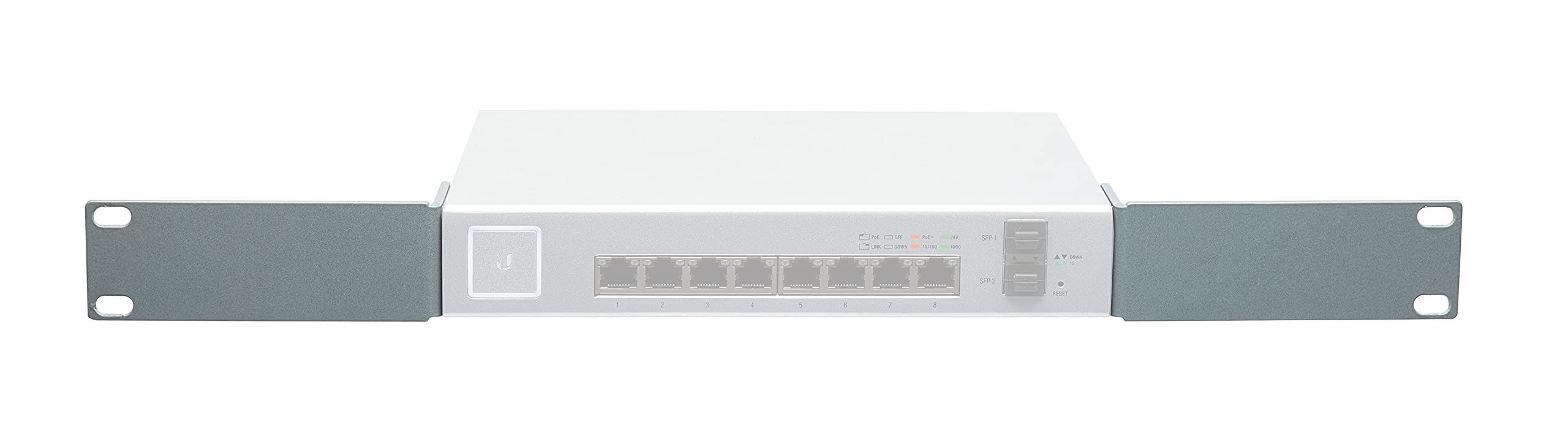 Geolynx Silver Rack Mount Adapter Bracket Ear Kit For Ubiquiti Us 8 150W Unifi Switch 8 Port | Edge Switch 8 Port With M6 Cage N